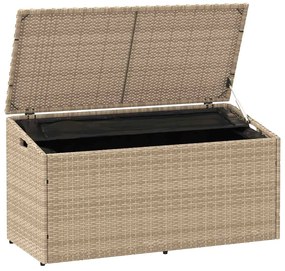 Caixa de arrumação para jardim 110x50x58 cm vime PE Bege