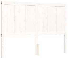 Estrutura de cama com cabeceira 140x200cm madeira maciça branco