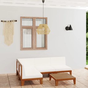 vidaXL 5 pcs conjunto lounge de jardim c/ almofadões acácia maciça