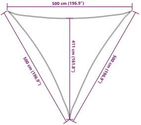 Guarda-sol HDPE triangular 5 x 5 x 5 m creme