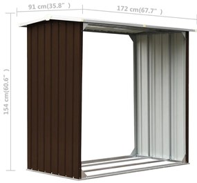 Abrigo para arrumação de troncos aço 172x91x154 cm castanho