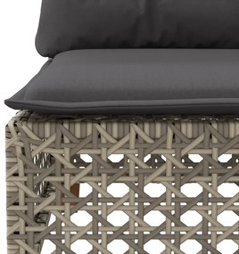 9 pcs conjunto sofás p/ jardim com almofadões vime PE cinzento