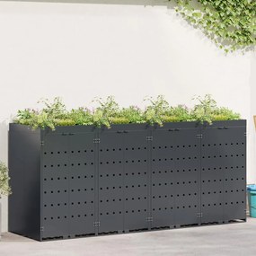 vidaXL Armazenamento para Lixeiras Móveis para 4 Caçambas Antracite