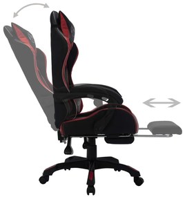 Cadeira corrida luzes LED RGB couro arti. vermelho tinto/preto