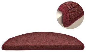 Tapete/carpete para degraus 15 pcs 56x17x3 cm vermelho