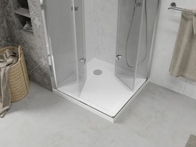 Mexen Lima Duo cabine de duche dobrável 90 x 90 cm, transparente, cromado + base de duche Flat - 856-090-090-01-02-4010