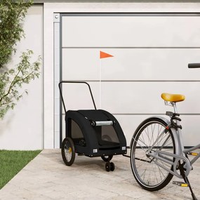vidaXL Reboque bicicleta p/ animais tecido oxford/ferro preto