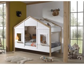 Cama Infantil BABS 90 Desenho Casa Branco/Natural