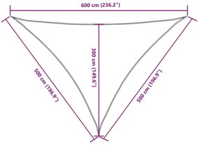 Para-sol estilo vela tecido oxford triangular 5x5x6 m antracite