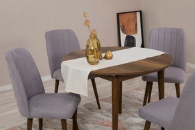 Conjunto de Mesa de Jantar Extensível Vina – Nogueira e Cinza – Mesa 1