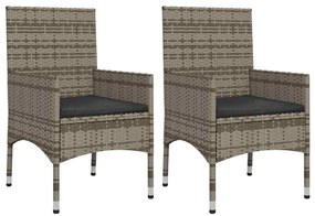 4 pcs conjunto lounge de jardim c/ almofadões vime PE cinzento