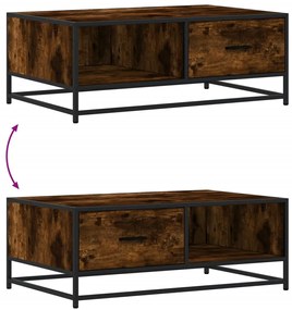 Mesa de centro 90x57x35 cm deriv. madeira/metal carvalho fumado