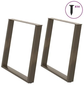 Pés para mesa de jantar em formato de U, 2 peças, aço natural, 100x(72