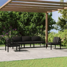 vidaXL 5 pcs conjunto lounge jardim com almofadões alumínio antracite