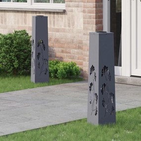 vidaXL Luz Solar LED de Caminho 2 pcs Antracite Aço Laminado a Frio