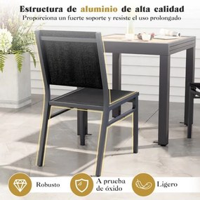 Cadeira de jardim (1 Unidade) com assento de encosto respirável e estrutura de alumínio robusta  para varanda Jardim Preto