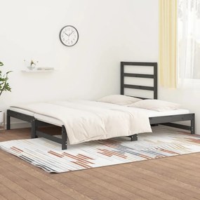 Sofá-cama de puxar 2x(90x200) cm pinho maciço cinza