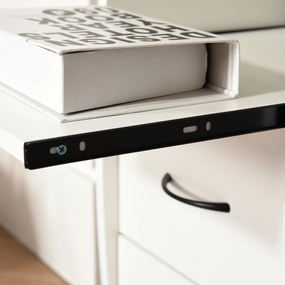 HOMCOM Secretária para computador Mesa para PC com prateleiras múltiplas Bandeja de teclado Suporte para CPU e 2 gavetas 120x55x85 cm branco