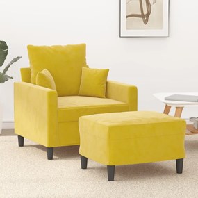 vidaXL Poltrona com apoio de pés 60 cm veludo amarelo