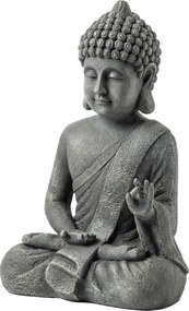 Estátua de jardim  32 x 23 x 51 cm, escultura de Buda sentado em óxido de magnésio, decoração espiritual, cinzento escuro