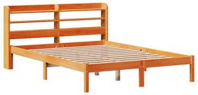 Estrutura cama c/ cabeceira 120x200cm pinho maciço castanho-mel