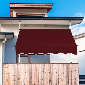 Toldo Telescópico e Retrátil 150 cm Resistente aos Raios UV Impermeável com Manivela Altura Regulável para Janela Varanda Jardim Vermelho