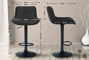 Banco alto em tecido com estrutura preta 85-106 x 49 x 51 cm preto