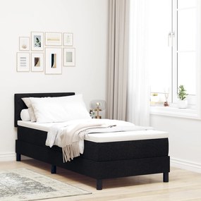 Cama Box Spring com Colchão Preta 80x200 cm Tecido