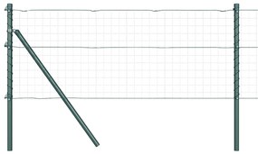 Postes de Cerca 52 peças Verde Ø32mm 100cm Aço Galvanizado