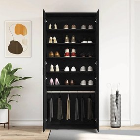 Armário de Sapatos Carvalho Negro 80x39x180 cm Madeira de Engenharia