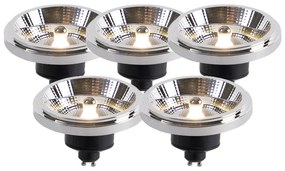 Conjunto de 5 lâmpadas LED reguláveis GU10 AR111 11W 810lm 2700K