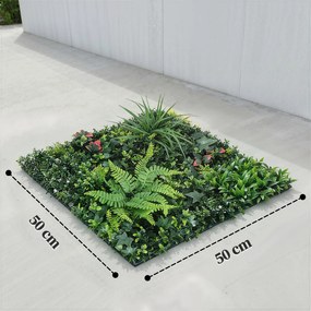 Conjunto de 6 Sebes Artificiais de Ocultação para Jardim 50x50 cm Estilo Milão Fácil Montagem Anti-UV para Varandas Terraços Verde