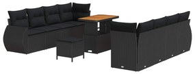 vidaXL Conjunto de Sofá de Jardim 11 pcs Preto Rattan Sintético