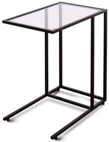 Mesa de café em vidro e aço Mesa lateral pc para sala de estar 55,5x35x65cm