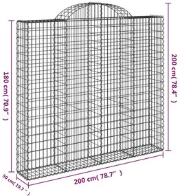 Cestos gabião arqueados 2pcs 200x50x180/200cm ferro galvanizado