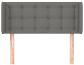 Cabeceira de cama c/ abas tecido 83x16x78/88 cm cinzento-escuro