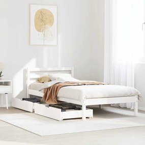 vidaXL Cama sem colchão 100x200 cm madeira de pinho maciça branco