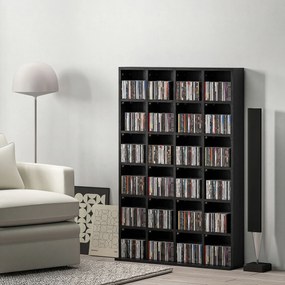 Móvel multimédia com capacidade para 456 CDs/336 DVDs - estante de madeira com prateleiras ajustáveis, 89 x 130,5 cm, preto