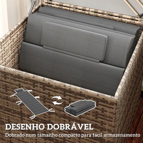 Conjunto de 2 Almofadas para Espreguiçadeira Dobráveis (NÃO INCLUIDAS) 203x66x3 cm com Apoio para a Cabeça e Correias de Sujeição Cinza