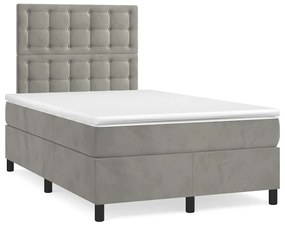 Cama boxspring com colchão 120x190 cm veludo cinzento-claro