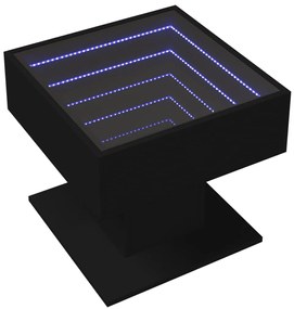 Mesa de centro c/ LEDs 50x50x45cm contraplacado preto brilhante