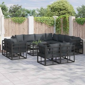 vidaXL Conjunto de Sofá de Jardim 12 pcs Preto 70 x 70 x 32 cm