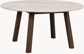 Mesa de centro redonda em madeira de carvalho com tampo de mesa em travertino Taransay