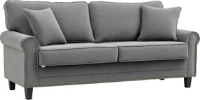 HOMCOM Sofá 2 Lugares Poliéster Almofadas Incluídas Pés Madeira Borracha 196x80,5x89cm Cinza Confortável | Aosom Portugal
