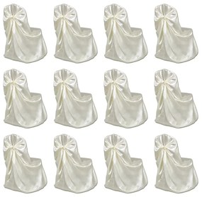 vidaXL Capa de cadeira para banquetes de casamento 12 pcs creme