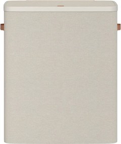 Cesto da roupa suja, cesto de 190 L com 3 compartimentos 64 x 40 x 75 cm, cesto da roupa suja com tampa e pegas bege