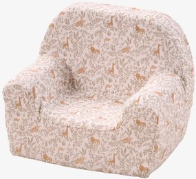 Cadeirão de espuma em gaze de algodão bege estampado