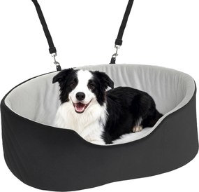 Assento de carro para cães com cinto de segurança e fixação; assento de carro acolchoado para cães, 77 x 43 x 28 cm, preto