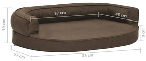 Cama para cães ergonómica 75x53 cm aspeto linho castanho