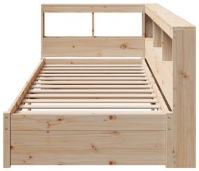 Cama com estante sem colchão 75x190 cm pinho maciço
